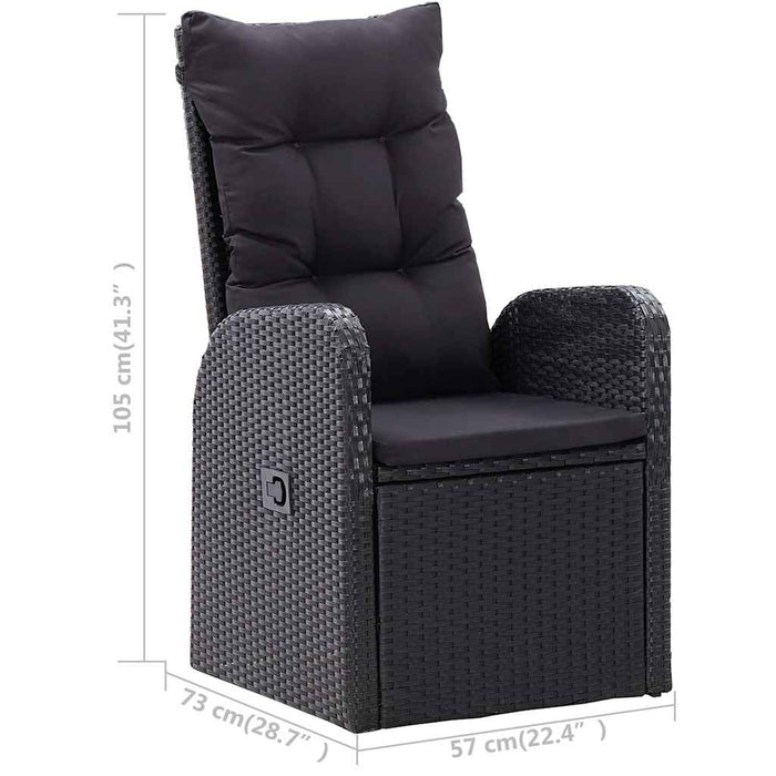 Set mobilier pentru grădină, 7 piese, negru WALTI