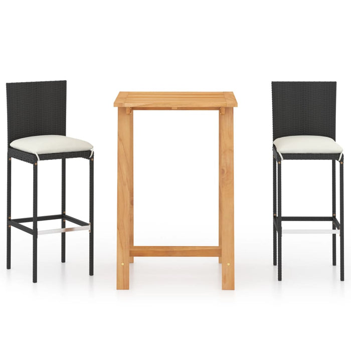Set mobilier bar de grădină cu perne, 3 piese, negru - WALTI WALTI