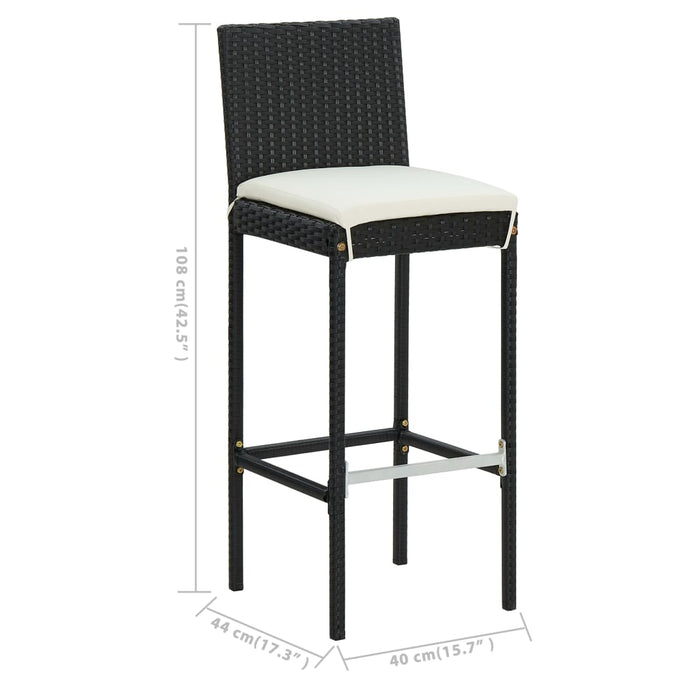 Set mobilier bar de grădină cu perne, 3 piese, negru - WALTI WALTI