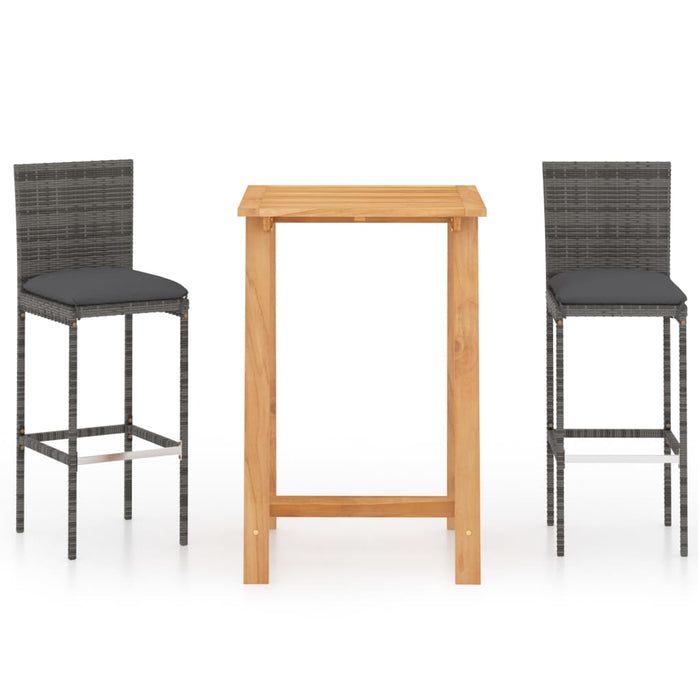 Set mobilier de bar de grădină cu perne, 3 piese, gri - WALTI WALTI