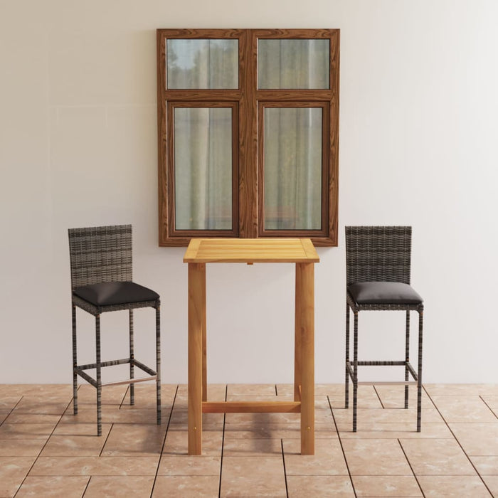 Set mobilier de bar de grădină cu perne, 3 piese, gri - WALTI WALTI