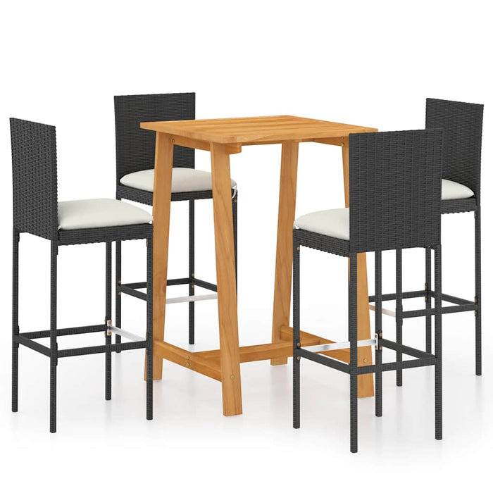 Set mobilier bar de grădină cu perne, 5 piese, negru WALTI
