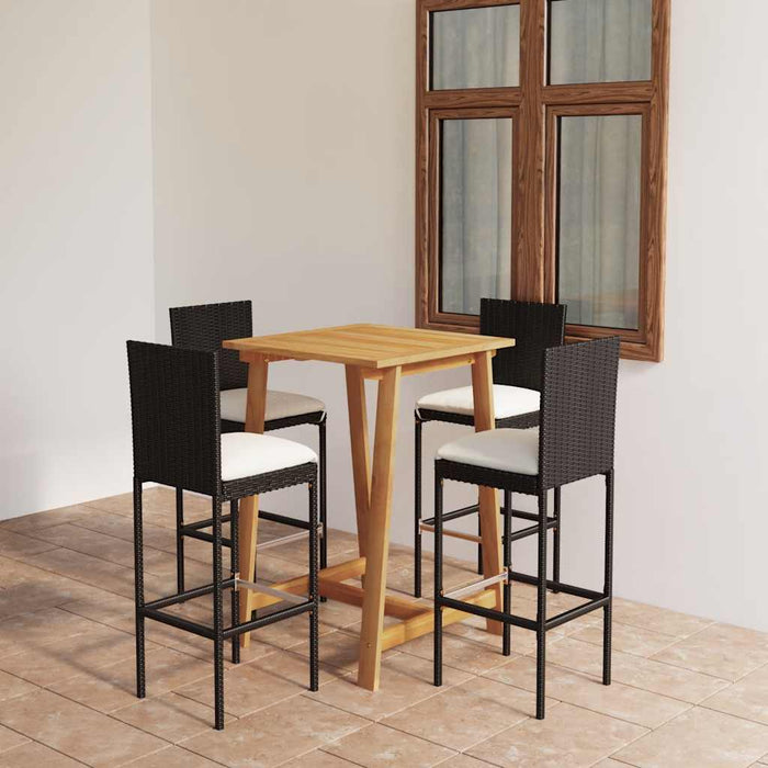 Set mobilier bar de grădină cu perne, 5 piese, negru WALTI