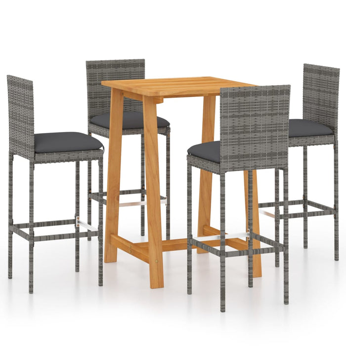 Set mobilier de bar de grădină cu perne, 5 piese, gri - WALTI WALTI