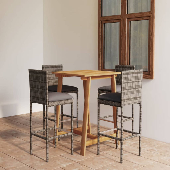 Set mobilier de bar de grădină cu perne, 5 piese, gri - WALTI WALTI