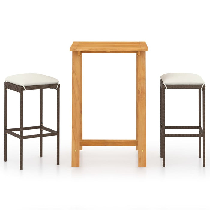 Set mobilier de bar de gradină cu perne, 3 piese, maro - WALTI WALTI