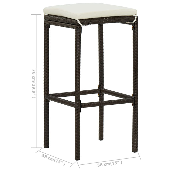Set mobilier de bar de gradină cu perne, 3 piese, maro - WALTI WALTI