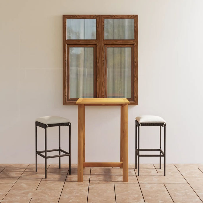 Set mobilier de bar de gradină cu perne, 3 piese, maro - WALTI WALTI