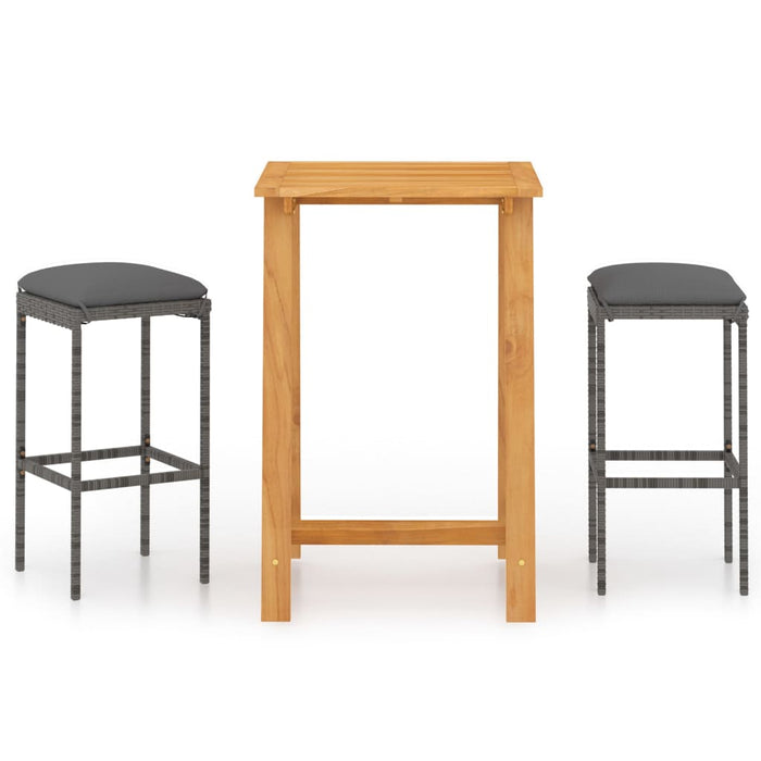 Set mobilier de bar de grădină cu perne, 3 piese, gri - WALTI WALTI