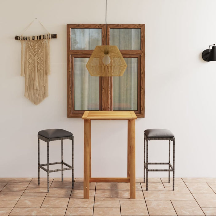 Set mobilier de bar de grădină cu perne, 3 piese, gri - WALTI WALTI