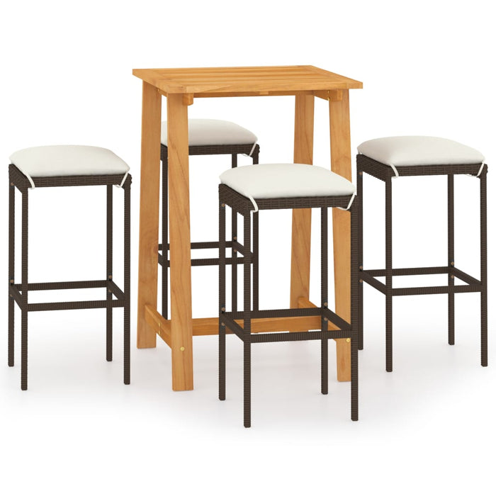 Set mobilier de bar de grădină cu perne, 5 piese, maro WALTI
