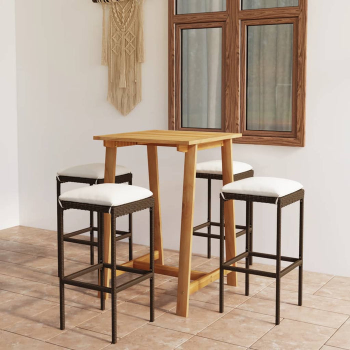 Set mobilier de bar de grădină cu perne, 5 piese, maro WALTI