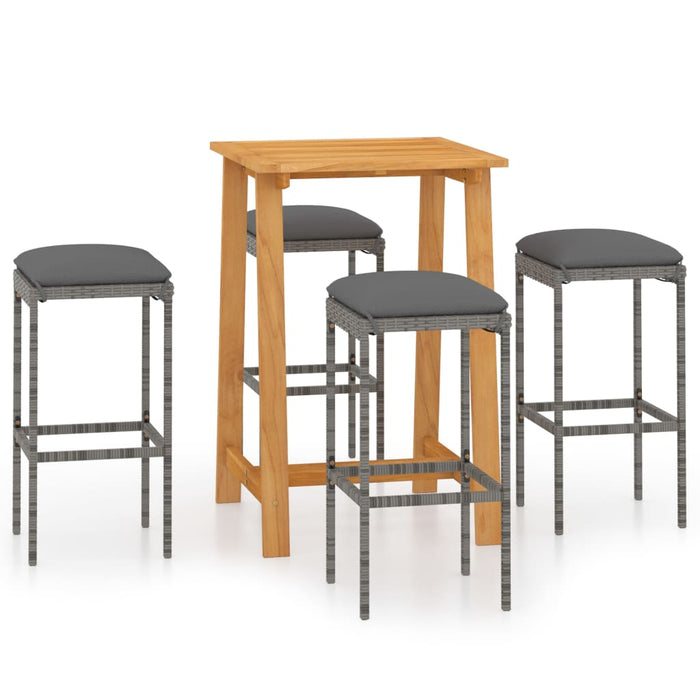 Set mobilier de bar de grădină cu perne, 5 piese, gri - WALTI WALTI