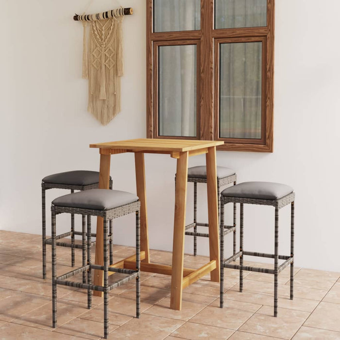 Set mobilier de bar de grădină cu perne, 5 piese, gri - WALTI WALTI