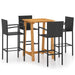 Set mobilier de bar de gradină, 5 piese, negru - WALTI WALTI