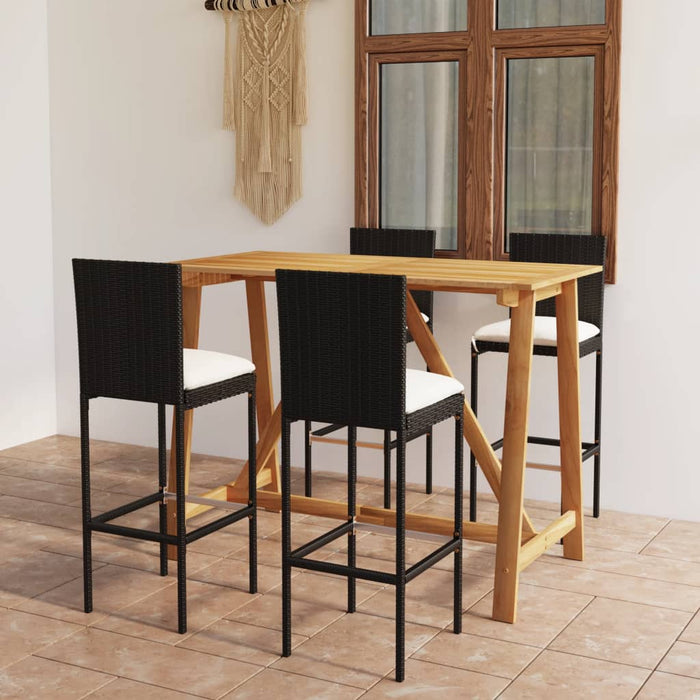 Set mobilier bar de grădină cu perne, 5 piese, negru WALTI
