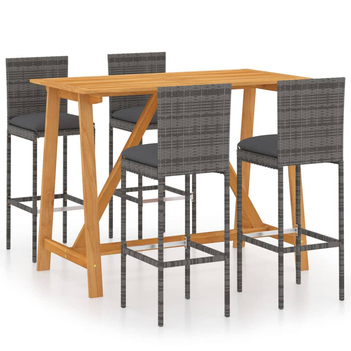 Set mobilier de bar de grădină cu perne , 5 piese , gri WALTI