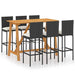 Set mobilier bar de grădină cu perne, 7 piese, negru - WALTI WALTI