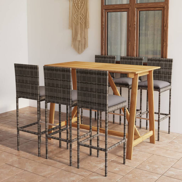 Set mobilier de bar de grădină cu perne, 7 piese, gri WALTI
