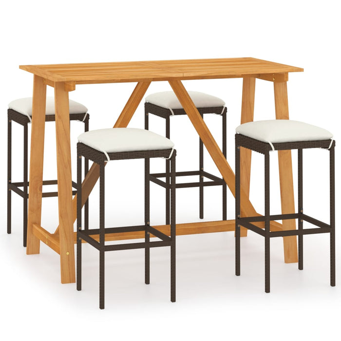 Set mobilier de bar de gradină cu perne , 5 piese , maro WALTI