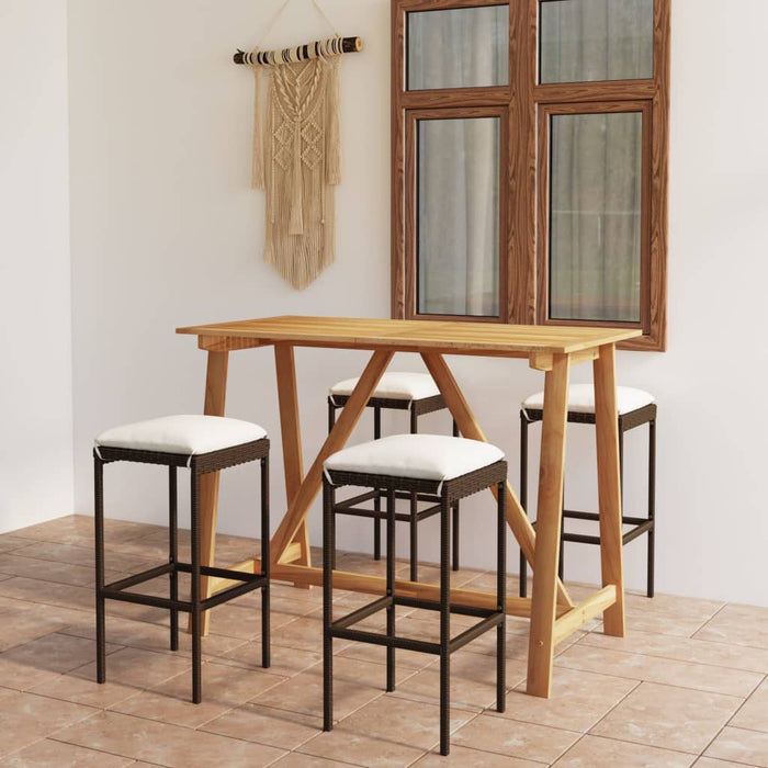 Set mobilier de bar de gradină cu perne , 5 piese , maro WALTI
