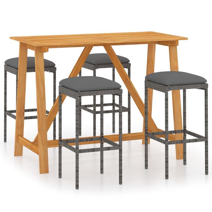 Set mobilier de bar de grădină cu perne , 5 piese , gri WALTI