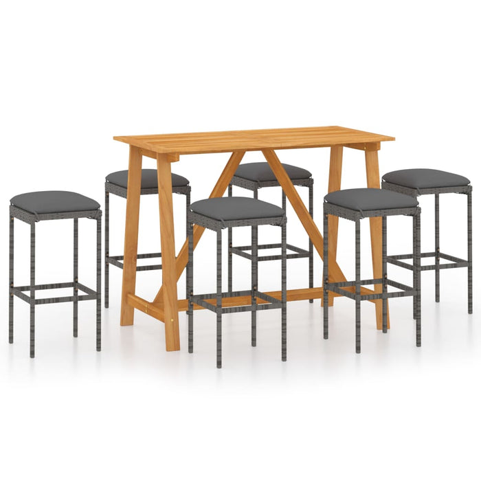 Set mobilier de bar de grădină cu perne , 7 piese , gri WALTI