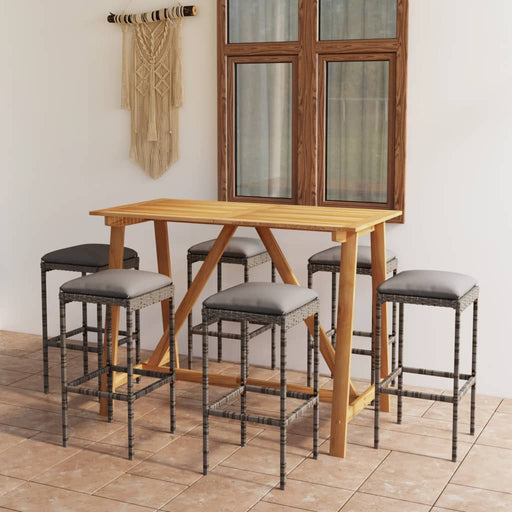 Set mobilier de bar de grădină cu perne , 7 piese , gri - WALTI WALTI