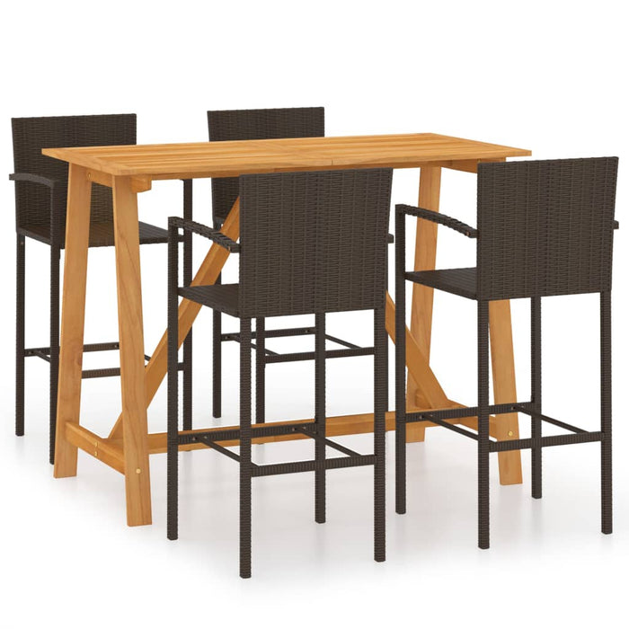 Set mobilier bar de grădină, 5 piese, maro WALTI