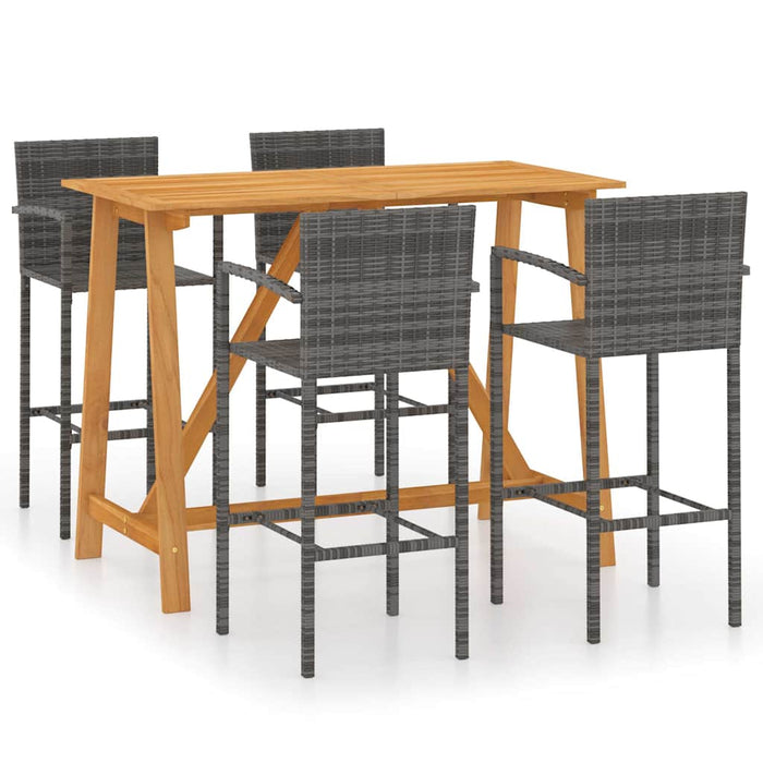 Set mobilier bar de grădină, 5 piese, gri - WALTI WALTI