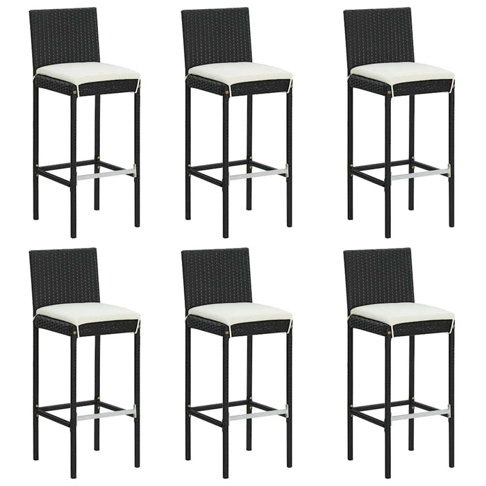 Set mobilier bar de grădină cu perne, 7 piese, negru WALTI