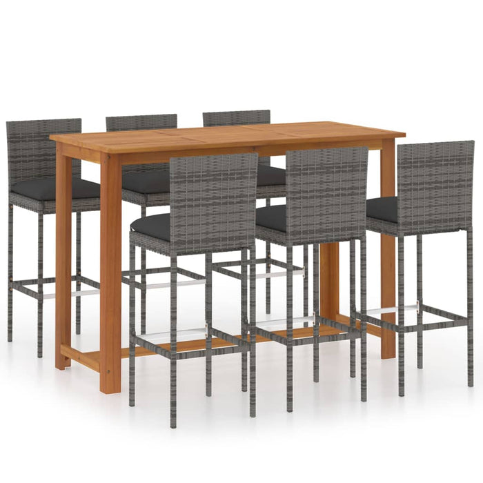 Set mobilier bar de grădină cu perne, 7 piese, gri WALTI