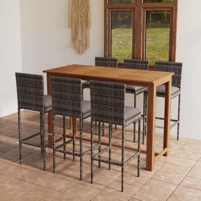 Set mobilier bar de grădină cu perne, 7 piese, gri WALTI