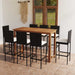 Set mobilier bar de grădină cu perne, 9 piese, negru - WALTI WALTI