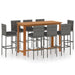 Set mobilier bar de grădină cu perne, 9 piese, gri - WALTI WALTI