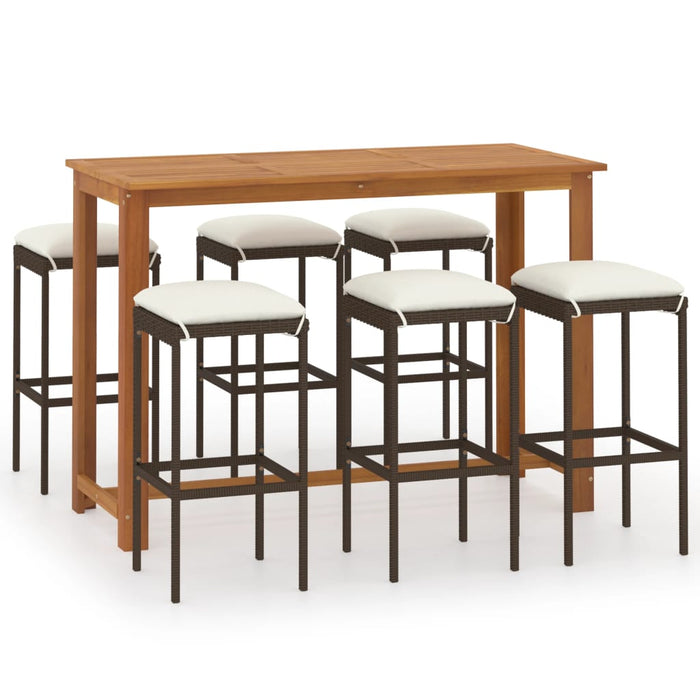 Set mobilier de bar de grădină cu perne, 7 piese, maro WALTI