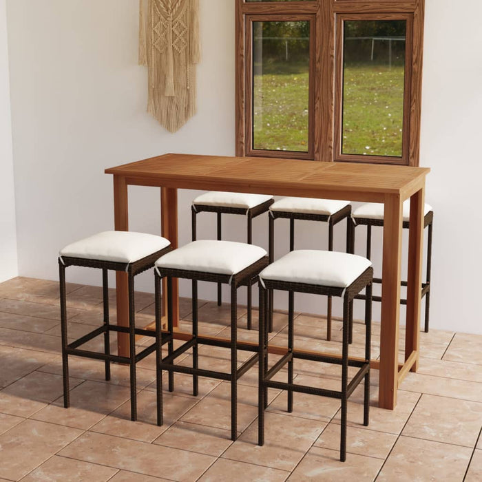 Set mobilier de bar de grădină cu perne, 7 piese, maro WALTI