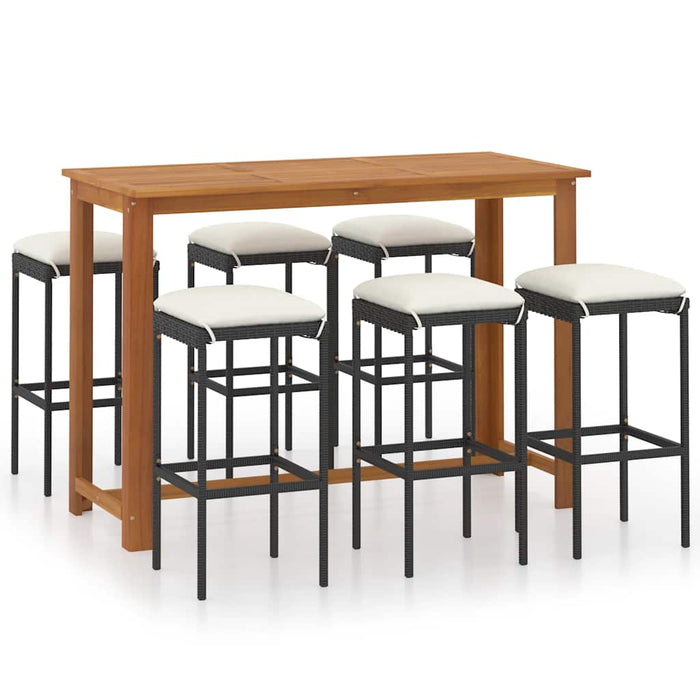 Set mobilier bar de grădină cu perne, 7 piese, negru - WALTI WALTI