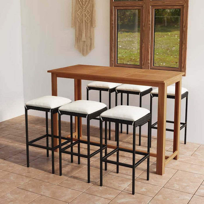 Set mobilier bar de grădină cu perne, 7 piese, negru - WALTI WALTI