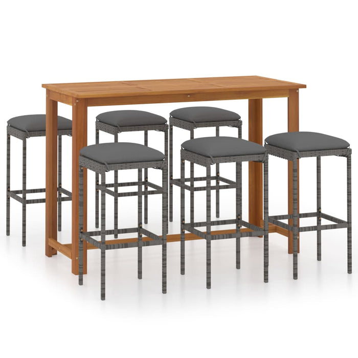 Set mobilier de bar de grădină cu perne, 7 piese, gri - WALTI WALTI