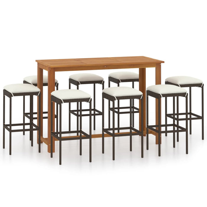 Set mobilier bar de grădină cu perne, 9 piese, maro - WALTI WALTI