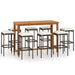 Set mobilier bar de grădină cu perne, 9 piese, maro - WALTI WALTI