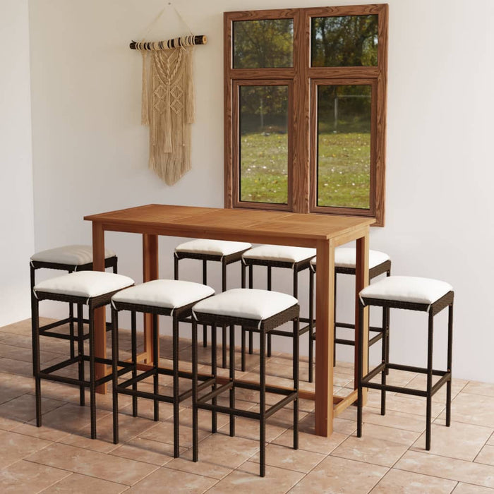 Set mobilier bar de grădină cu perne, 9 piese, maro - WALTI WALTI