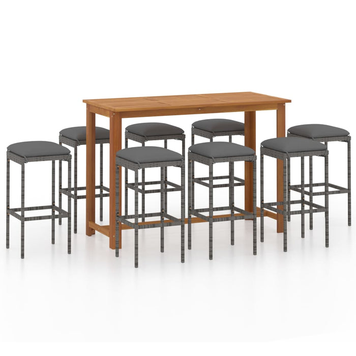 Set mobilier bar de grădină cu perne, 9 piese, gri - WALTI WALTI