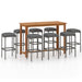 Set mobilier bar de grădină cu perne, 9 piese, gri - WALTI WALTI