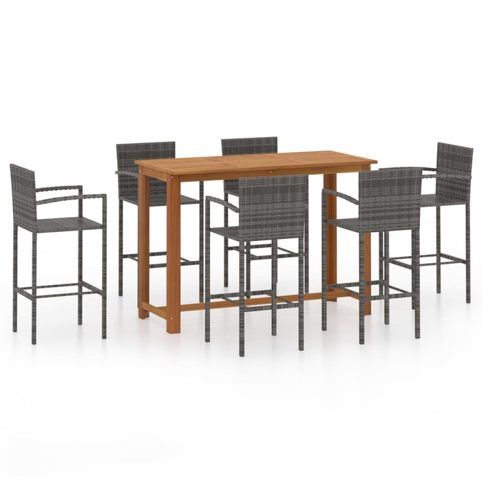 Set mobilier bar de grădină, 7 piese, gri WALTI
