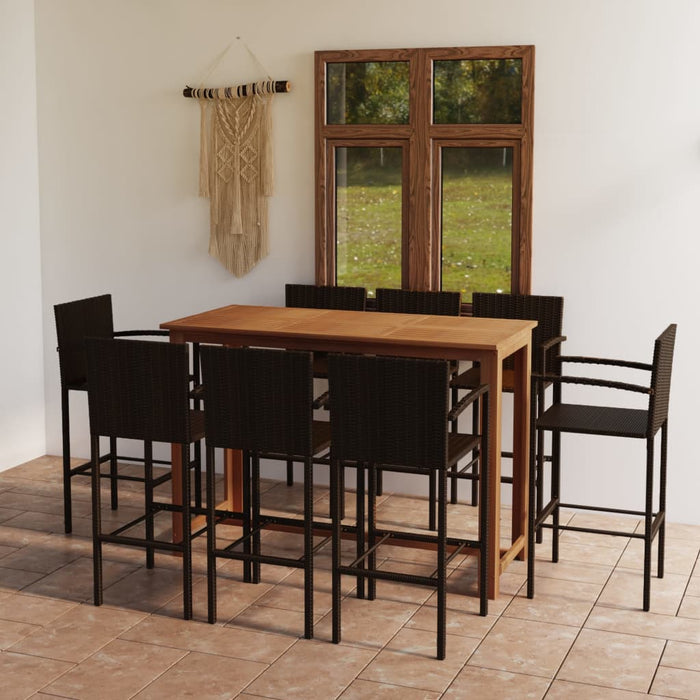 Set mobilier bar de grădină, 9 piese, maro - WALTI WALTI