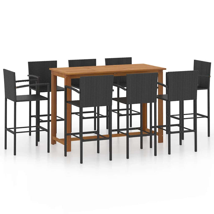 Set mobilier bar de grădină, 9 piese, negru - WALTI WALTI