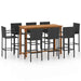Set mobilier bar de grădină, 9 piese, negru - WALTI WALTI