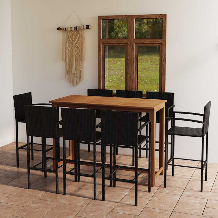 Set mobilier bar de grădină, 9 piese, negru - WALTI WALTI